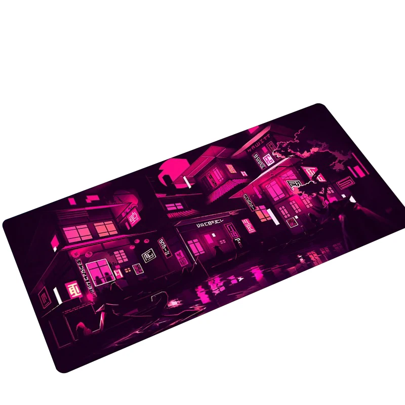 Anime Large Mousepad New Neon City Mouse Pad Gamer Rubber Computer Desk Mat Office Non-Slip Big Carpet Game Keyboard Pads 90x40