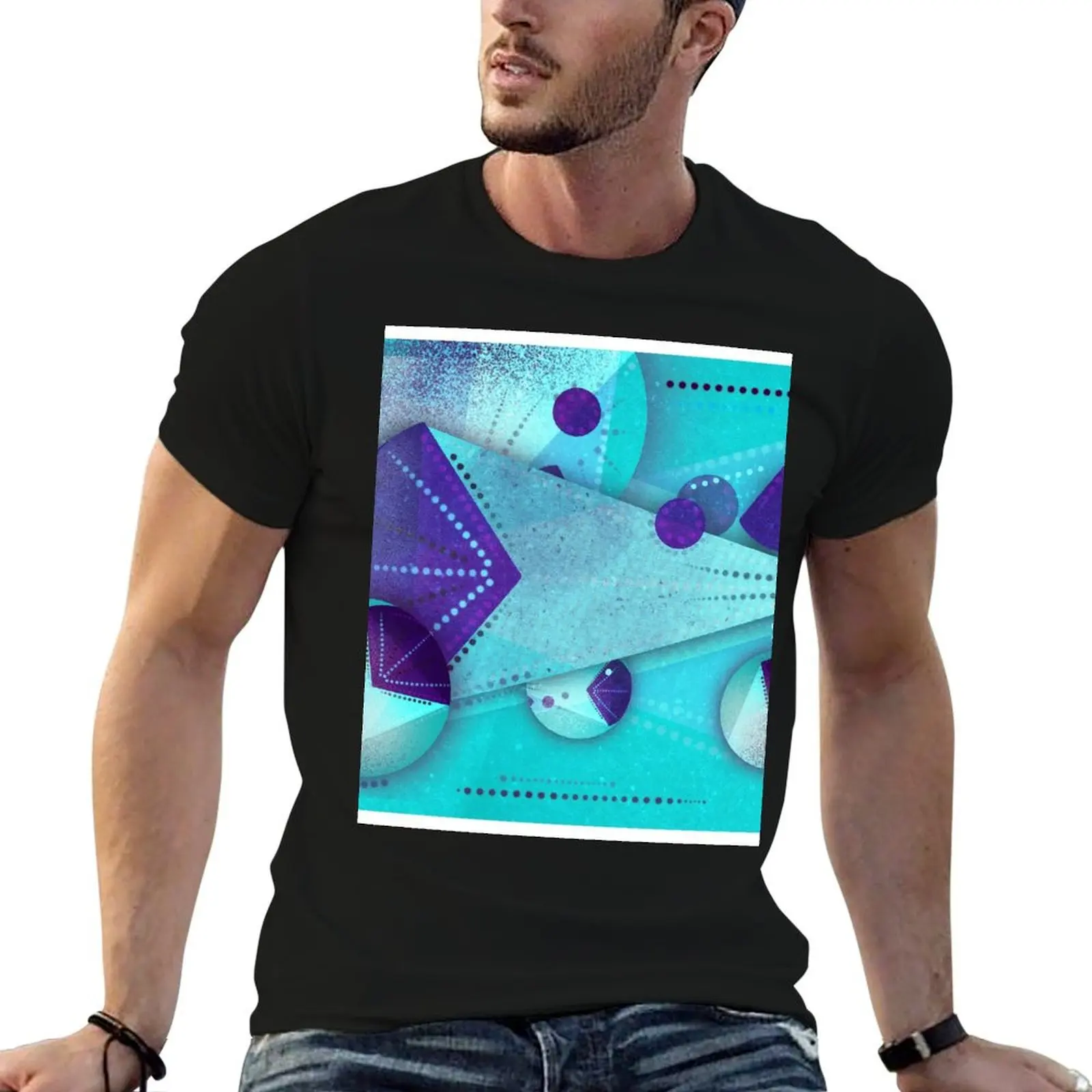 Cyber Purple- A stream of shapes and colors T-Shirt Gym Wear Breathable Short Sleeve Tee