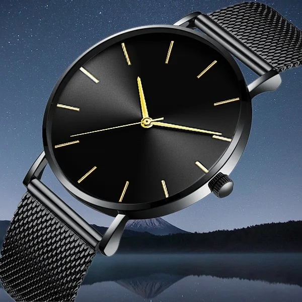 Men Luxury Brand Watches Men Business Stainless Steel Mesh Quartz Watch Women Fashion Dress Watch Relogio Masculino Ladies Watch