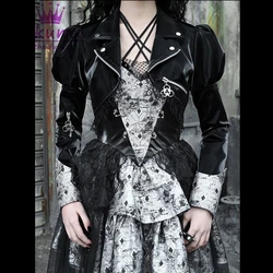 Gothic Women PU giacca in ecopelle cappotti Punk Rock nero manica lunga Outwear donna primavera New Chic Streetwear giacche ritagliate