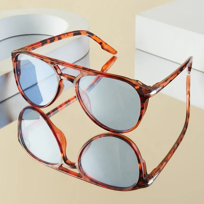 1Pc Men's Fashion Glasses New Pilot Double Bridge Design Large Frame Retro Versatile Trendy Street Style Suitable for Daily Outd