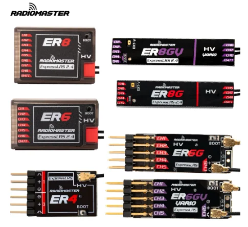 

Радиомастер PWM приемник ER4 4CH/ER6 ER6G ER6GV 2,4G 6CH/ER8 ER8G ER8GV 8CH CRSF ExpressLRS 2,4 ГГц 100 мВт для самолетов, лодок, автомобилей