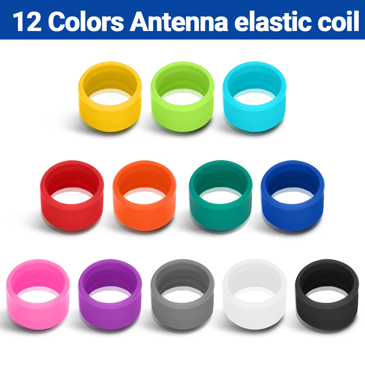 ABBREE 12 Colors Color ID Bands Distinguish for Radio Antenna BAOFENG BF-888S UV5R QUANSHENG UV-K5 XPR3500 XPR7380 Walike talkie