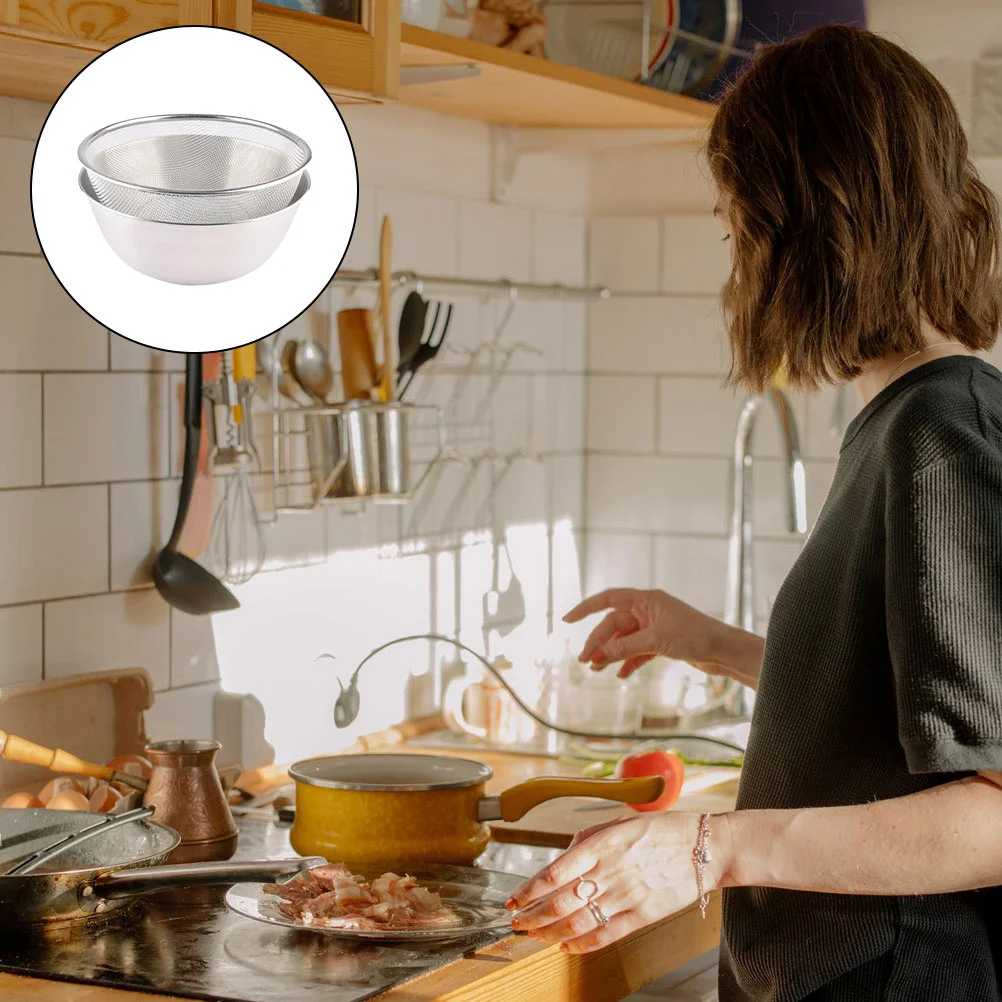 

1 set 1 Set Stainless Steel Drain Basket Bowl Kitchen Colander Set For Fruit Vegetable Washing Drying Drainage Tool Home Kitchen