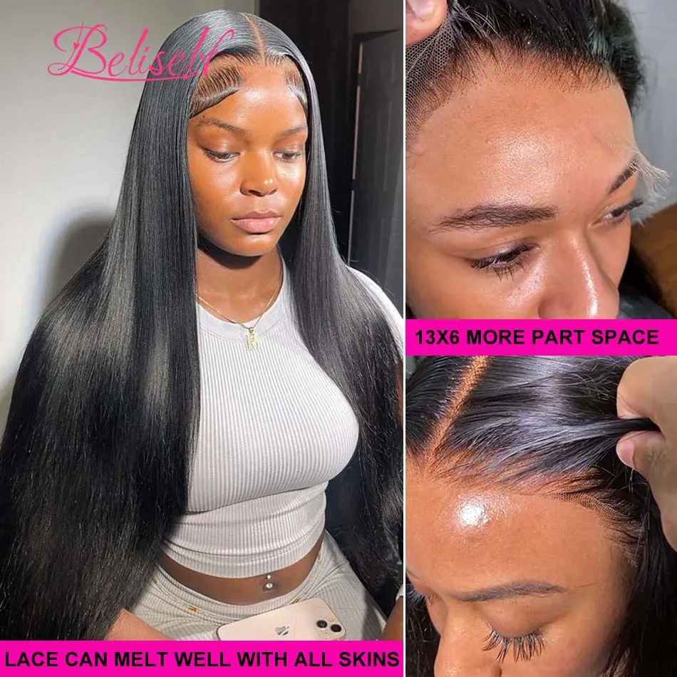 13x6 HD Lace Frontal Wig Straight Glueless Wig Human Hair Pre Plucked 13x4 Full Frontal Wig 5x5 HD Lace Closure Wig Beliself