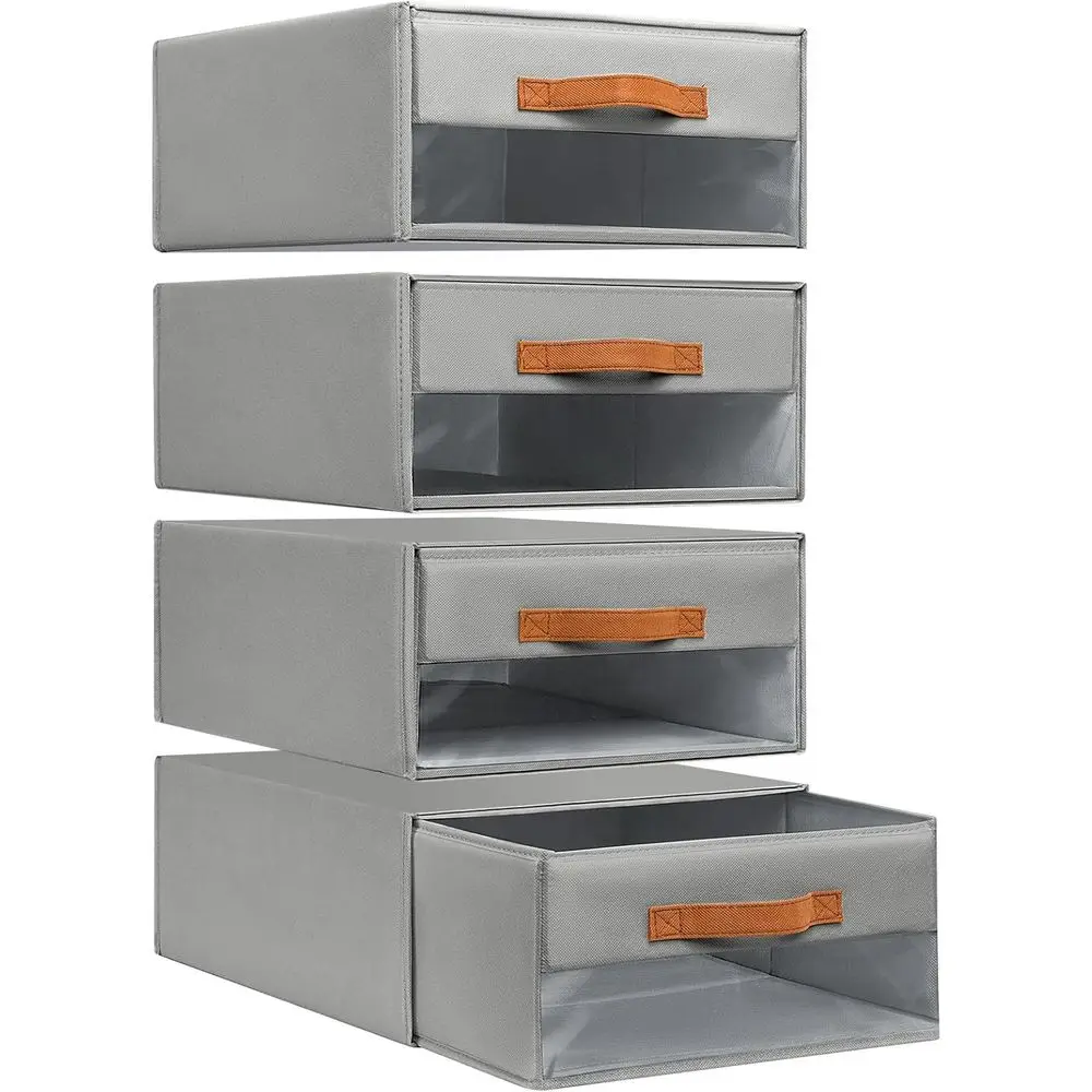 

Closet Organizers and Storage - abric Bins with Ders or Closet oldable Clothes Organizers with Clear Window, Stackable Storage D