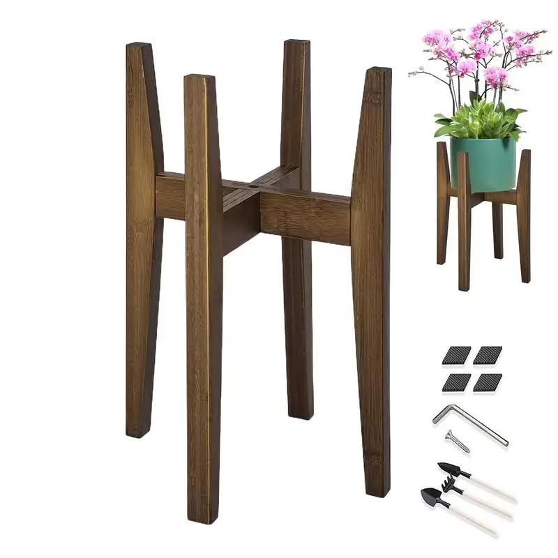 Plant Pot Stand Floor Type Cross Bamboos Flower Stand Corner Flower Holder Indoor Plants Stands Stable for Indoor Outdoor