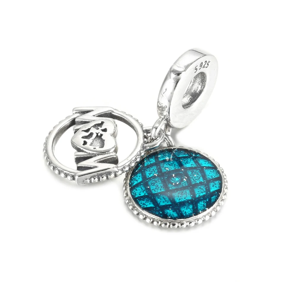 Silver Plated Dangle Charm litter Globe Mum Pendant Bead fit Lady Bracelet Bangle Girl Birthday Gift DIY Jewelry