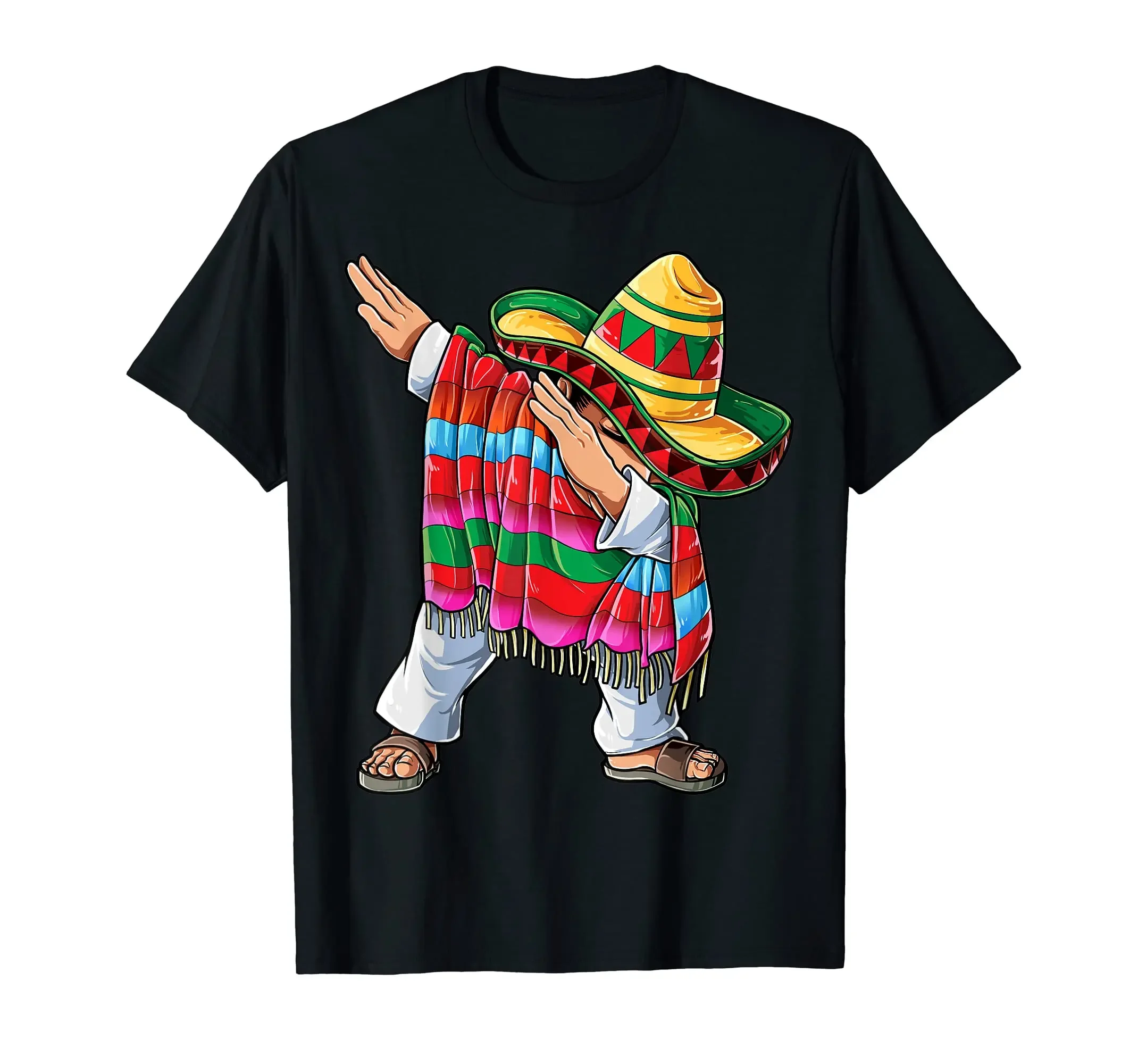 Short Sleeve Sombrero T-Shirt MEN UNISEX T Shirts 100% Cotton Dabbing Mexican Poncho Cinco Mayo Boys Men graphic tee oversized