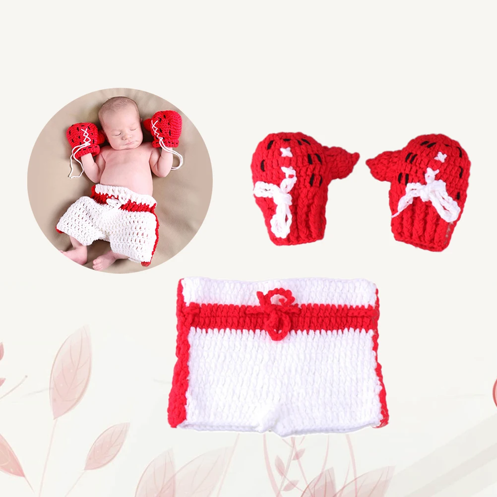 

Newborn Photography Props Crochet Baby Photo Outfit Knitted Baby Clothes Boxing Costume Infant Photo Shoot