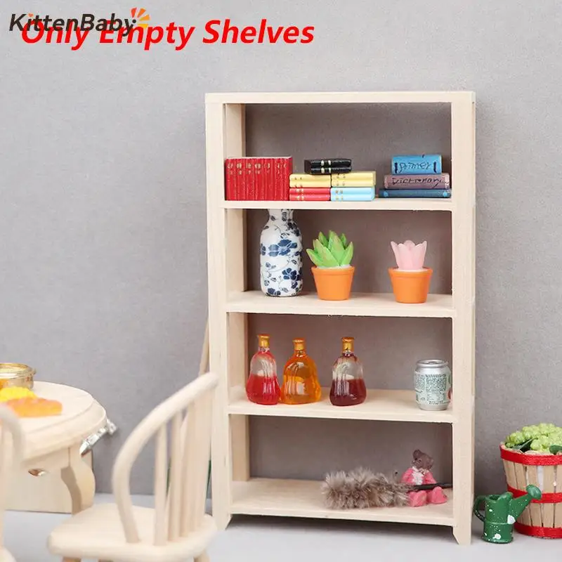 1:12 Dollhouse Miniature Wood Display Rack Bookshelf Multi-layer Storage Shelf Model Furniture Decor Toy Doll House Accessories