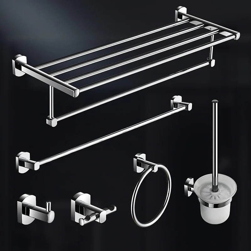 Chrome Plated Brass Bathroom Towel Holder Wall Mounted Hook Towel Bar Silver Rack Bracket Wash Room Storage Shelf