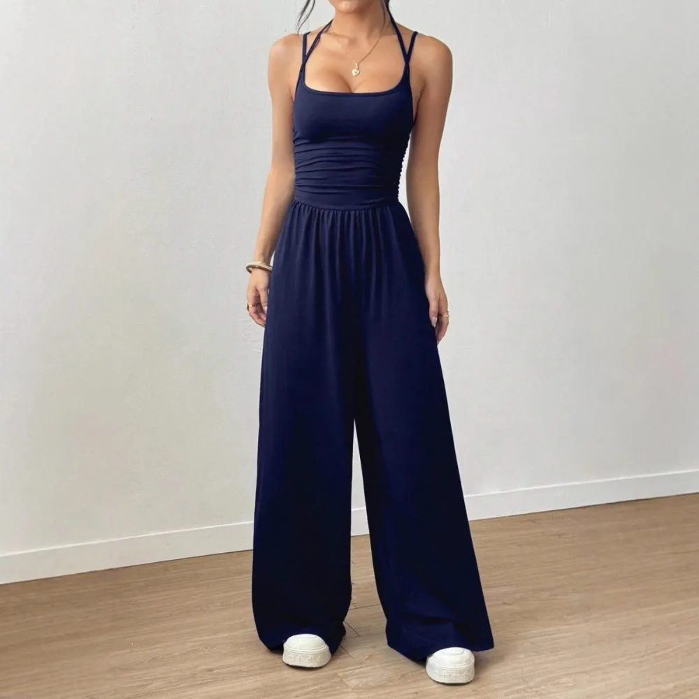 Spring Fall Jumpsuit Solid Color Double-strap - Image 6