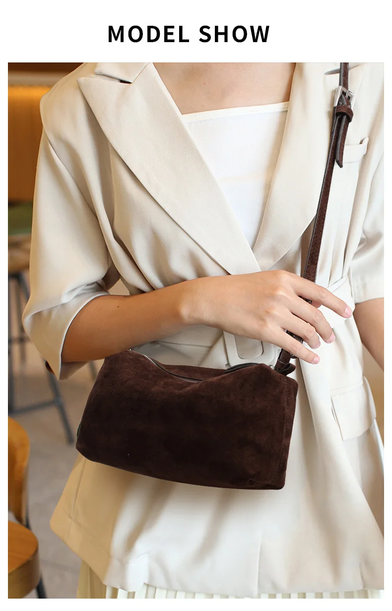 Aidrani Retro Matte Kuhleder-Kissen-Tasche, vielseitige Schulter- und Umhängetasche für Damen, hochwertige und exklusive Schultertasche – Detail 1