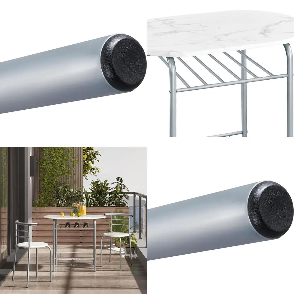 

Белый обеденный набор из 3 предметов с металлическими ножками и местом для хранения, идеально подходящий для небольших помещений или общежитий.