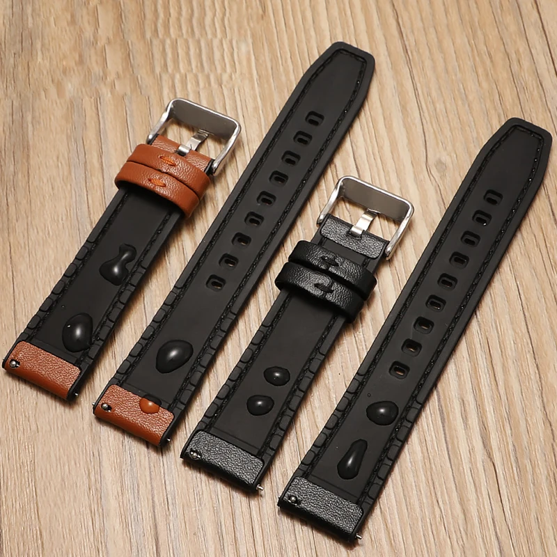 20mm 22mm 18mm 14-12mm Silicone Leather Watchband for Huawei Watch GT2/GT3 42mm 46mm Strap Sport Bracelet for Huawei Watch 3 pro