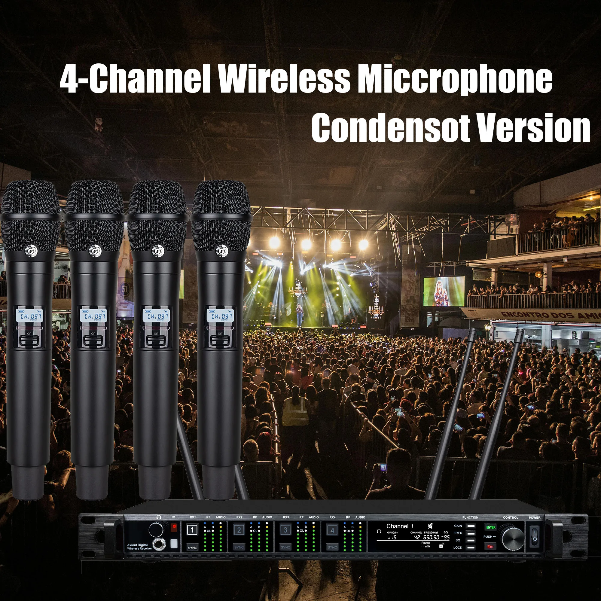 Leicozic AD4Q 4 Channel Wireless Microphone Professional Stage Microfone Condsensor KSM11 KSM9 BETA87A Capsule 500/600/900Mhz