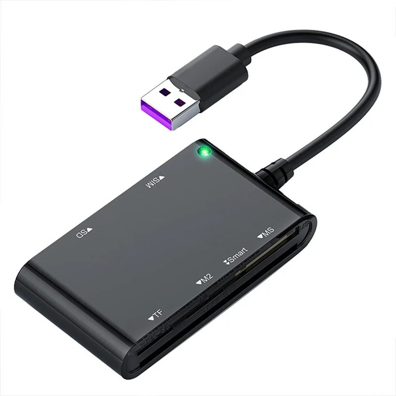 

AAAEL-USB 3.0 Multi Card Reader 6 In 1 Smart/MS/M2/TF/SIM/SD Picture Card Reader USB3.0 Card Reader