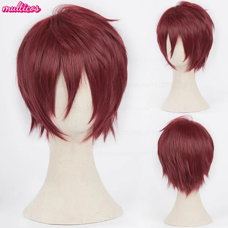 Farben Kurze Gerade Cosplay Perücke Layered Shaggy Flauschig Rot Rosa Braun Grün Blau Hitzebeständige Kunsthaar Party Anime Perücken – Detail 9