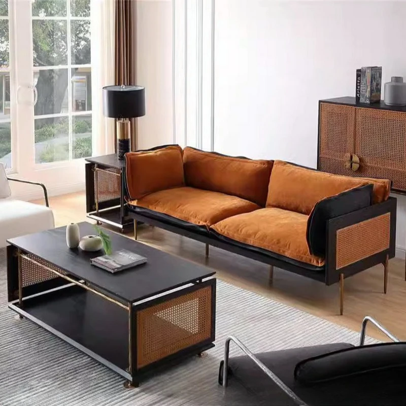 

Furniture hand-forged wrought iron wine cabinet storage rattan coffee table bucket cabinet table