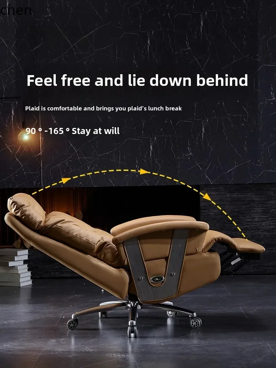 v9.3- reclining boss chair leather business home computer chair cowhide seat