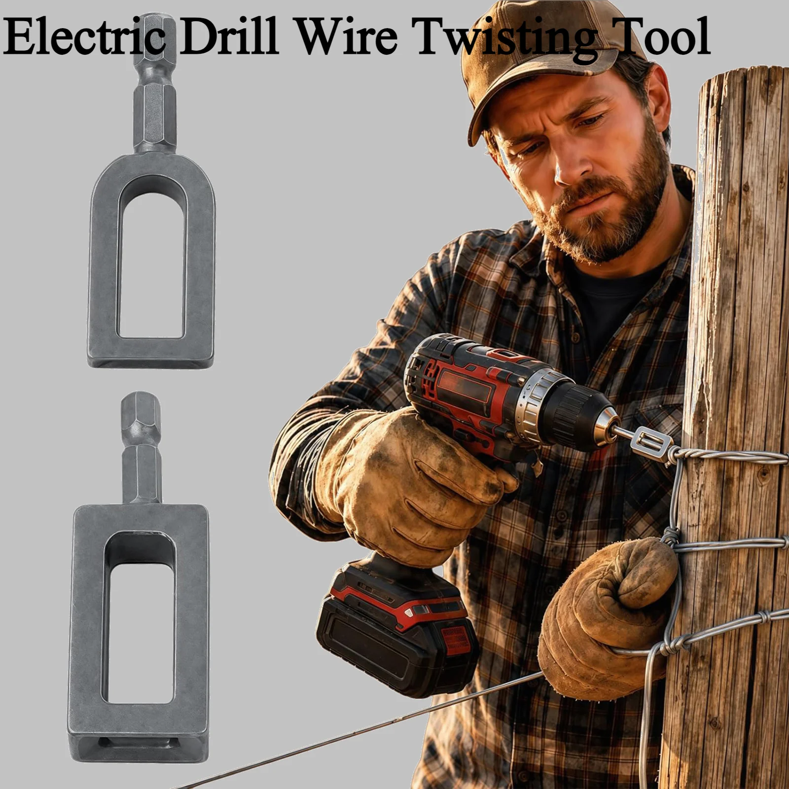 1/4 Inch Hex Shank Wire Twister Drill Attachment 9#/11# Rebar Tie Electric Drill Wire Winder Tool for Fence Repair/Construction