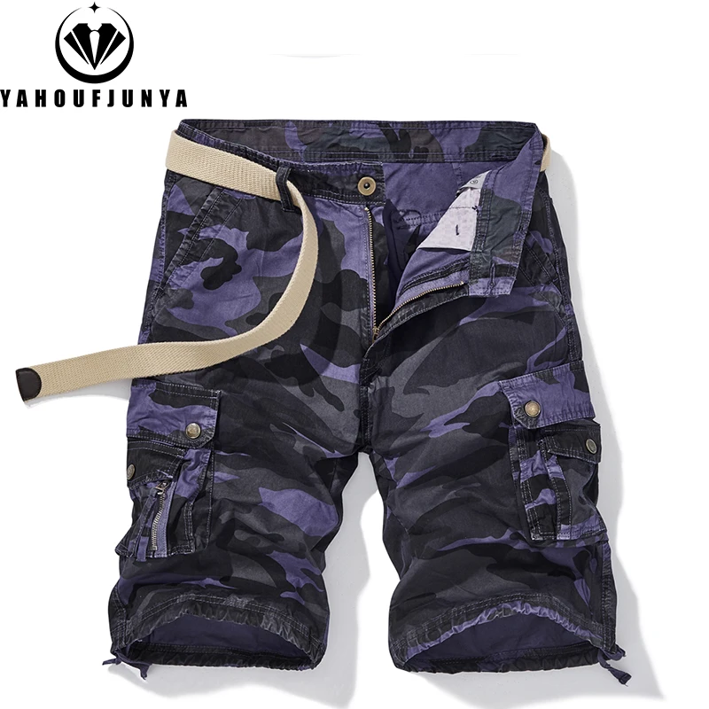 New Men Summer Cotton Buttons Camouflage Tooling Straight Shorts Men Breathable Outdoor Leisure Fashion Comfortable Shorts Male