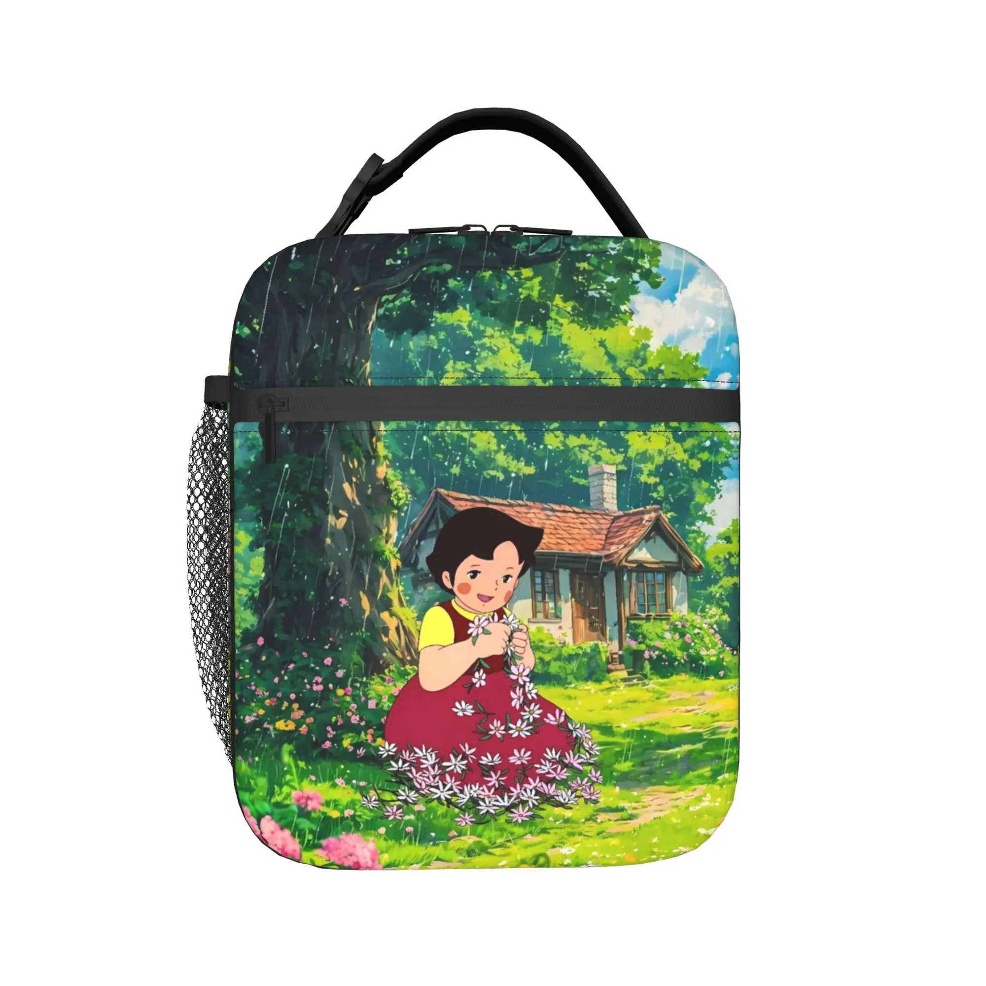 Custom Alps Mountain Girl Happy Heidi Lunch Bag  Fun Lunch Box For Women  Outdoor Picnic Cooler Bag Oxford Thermal Lunch Bags
