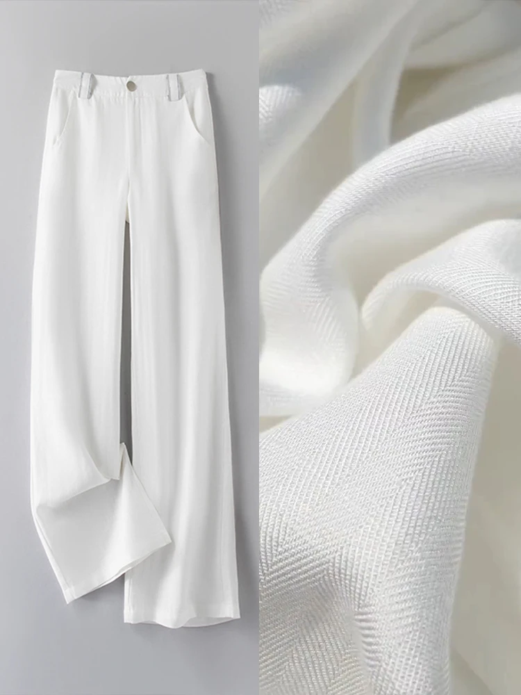 

Женские летние тонкие брюки с высокой талией и широкими штанинами, новинка 2025 года, льняные, прямого кроя, длинные, повседневные, струящиеся, с защитой от солнца