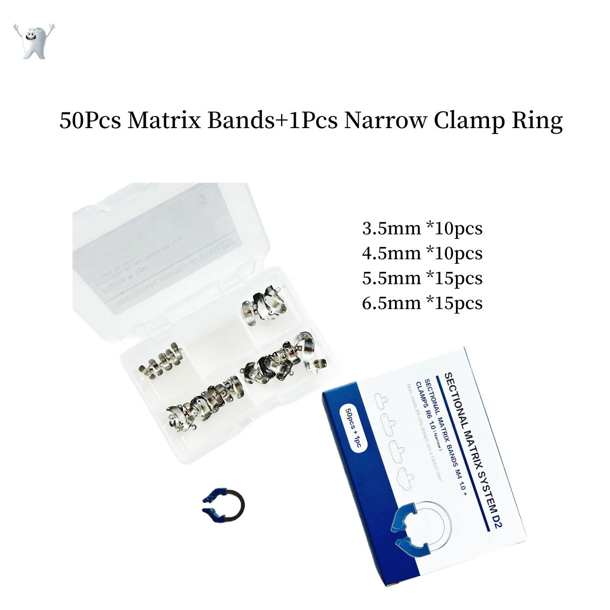 

D2 51 PCS/Box New Dental Sectional Matrix Matrices Bands Clip Clamp NITI Ring Narrow