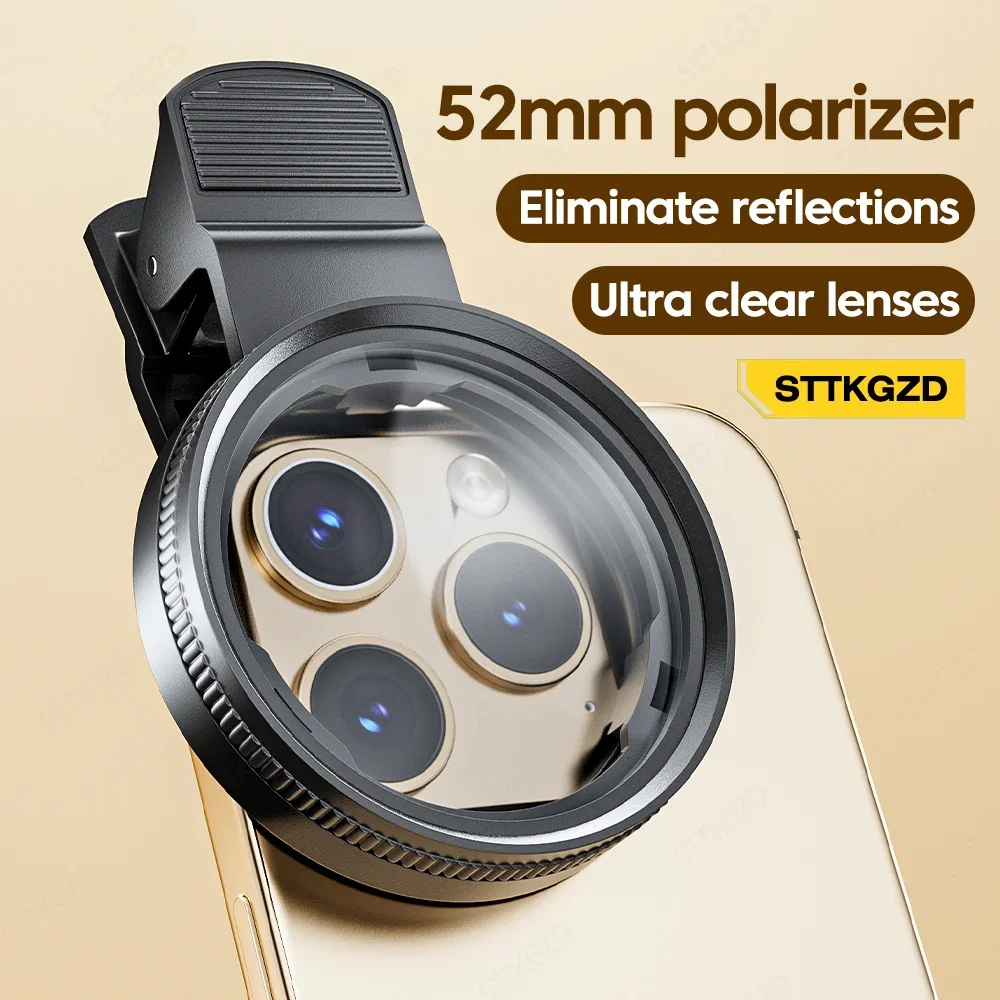 Nuevo filtro de lente de teléfono móvil CPL de 52mm Clip de lente accesorios de cámara filtro polarizador Circular para Canon Nikon para todos los teléfonos inteligentes