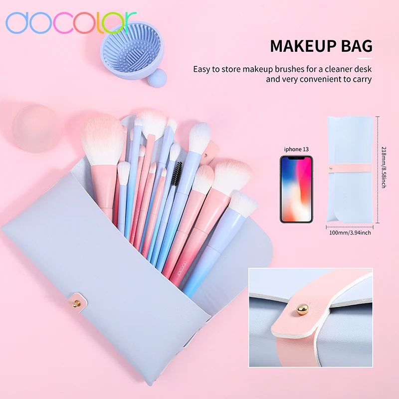 Docolor FANTASY β
’ 16Pcs Makeup Brushes with Makeup Bag Makeup Sponge Brush Cleaning Pad Powder Foundation EyeShadow Concealers