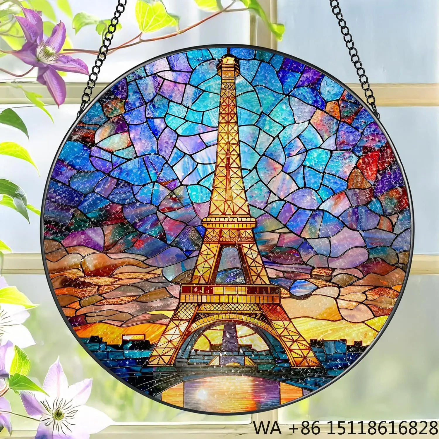 Art Deco Stained Glass Window Hanging Suncatcher Mosaic Heart Romantic Pink Outdoor Birthday Home Decor Gift for Anniversary