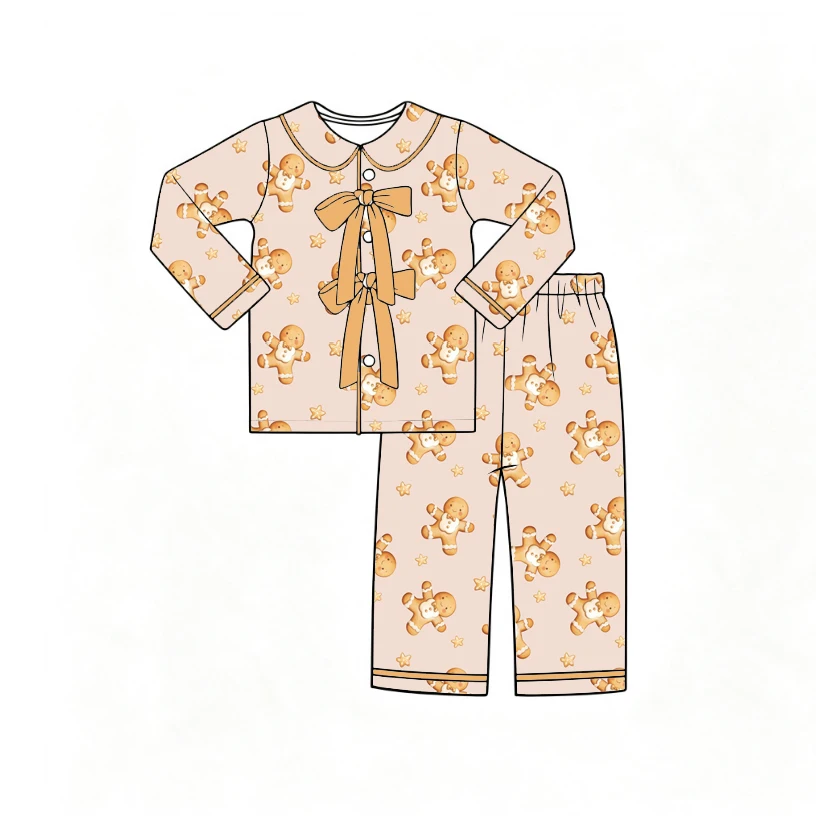 New Thanksgiving Pumpkin Print Blue Ruffled and Bow Long-sleeve Top and Pants Girls Boutique Set view 6