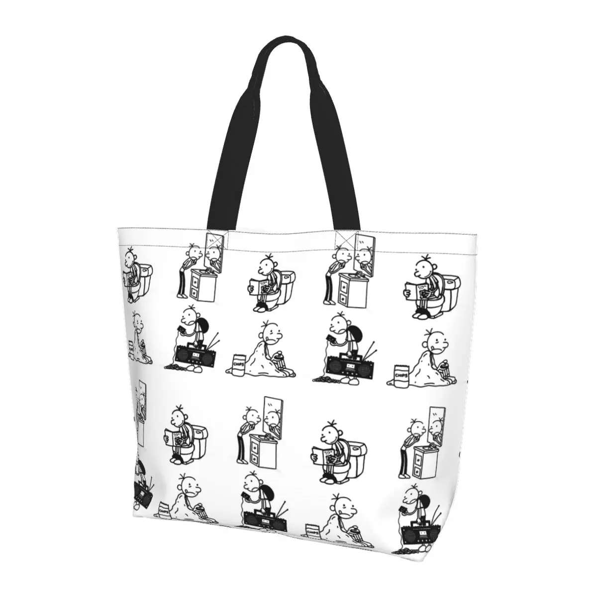 

Wimpy Kid 4 States Of Greg Heffley Shopping Tote Bag Canvas Large Capacity Shoulder Bags Shopper Grocery Handbag for Women