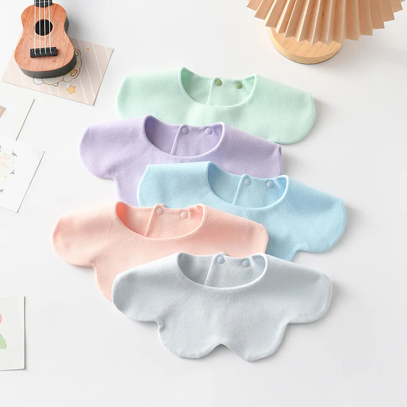 Korean Style Solid Baby Feeding Drool Bib New Infants Cotton Petal Saliva Towel Soft Burp Cloth For Newborn Toddler Kids Bibs