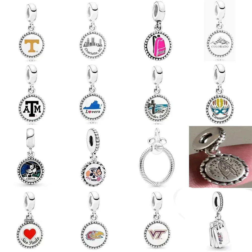 

2021 NEW 100% 925 Sterling Silver Alphabet Backpack Dangle Pendant Fit DIY Women Bracelet Necklace Original Fashion Jewelry Gift