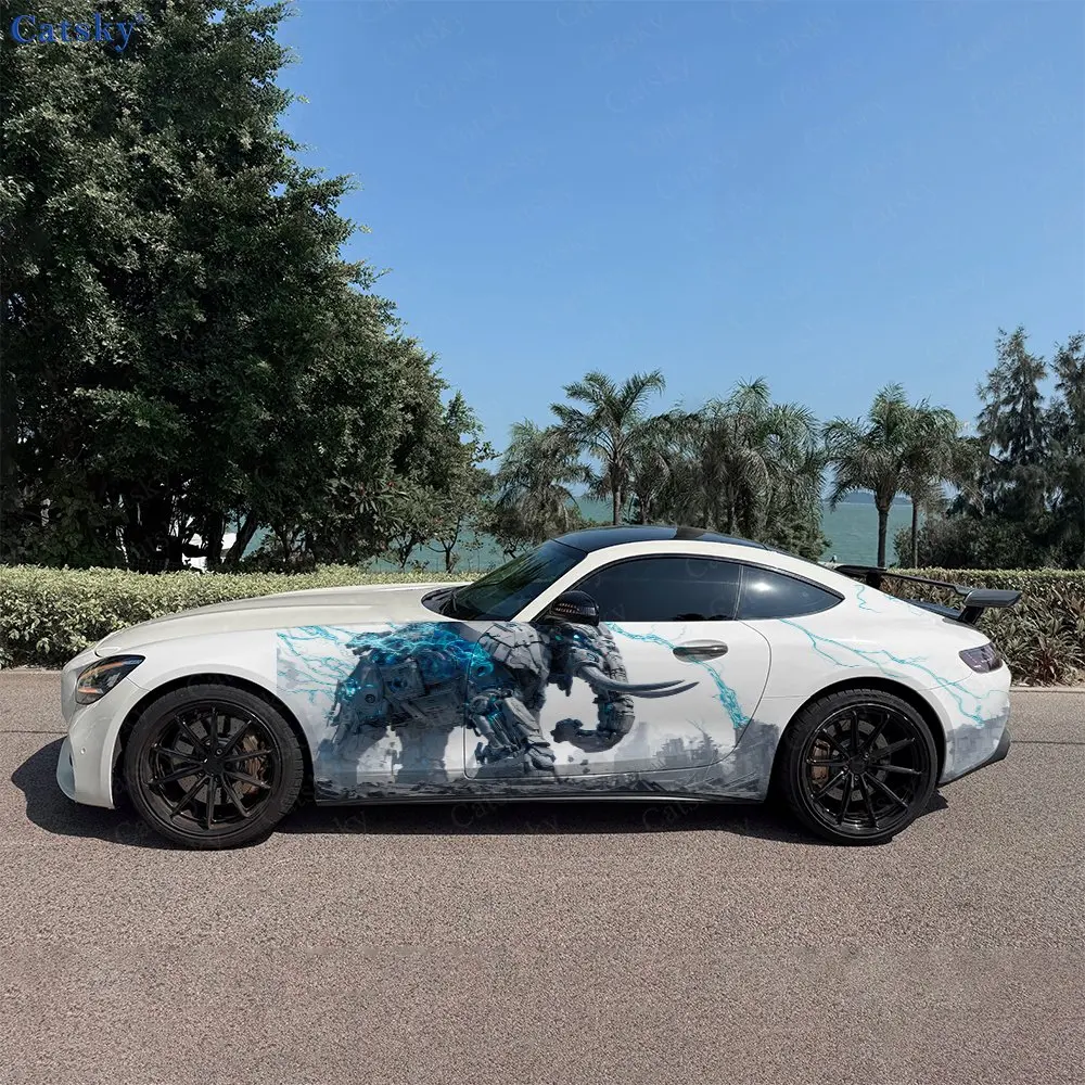 

2 шт. Наклейки на боковины автомобиля с изображением мутировавшего слона на День Судного дня | Самоклеящиеся водонепроницаемые и устойчивые к царапинам наклейки из ПВХ, модные декоративные стикеры