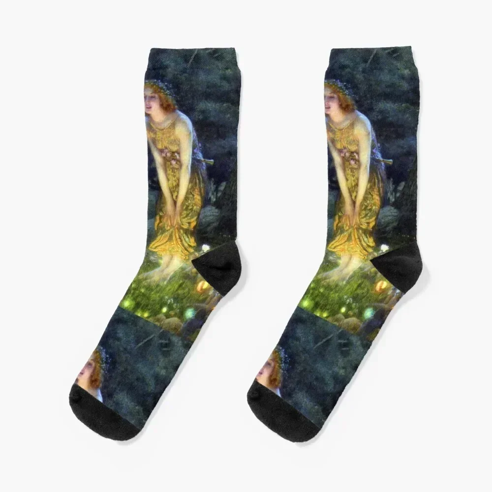 

Midsummer Eve - Edward Robert Hughes Socks designer brand hip hop Designer Man Socks Women's