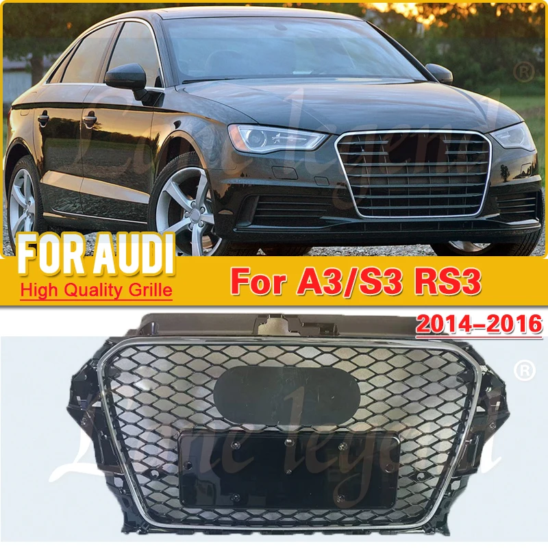 

Modified Auto Grille For RS3 Style Front Sport Hex Mesh Honeycomb Hood Grill for Audi A3/S3 2014 2015 2016 car accessories