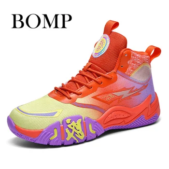 남성용 하이탑 다채로운 농구화, 편안한 미끄럼 방지 농구 트레이너 신발, 통기성 메쉬 스포츠 운동화 