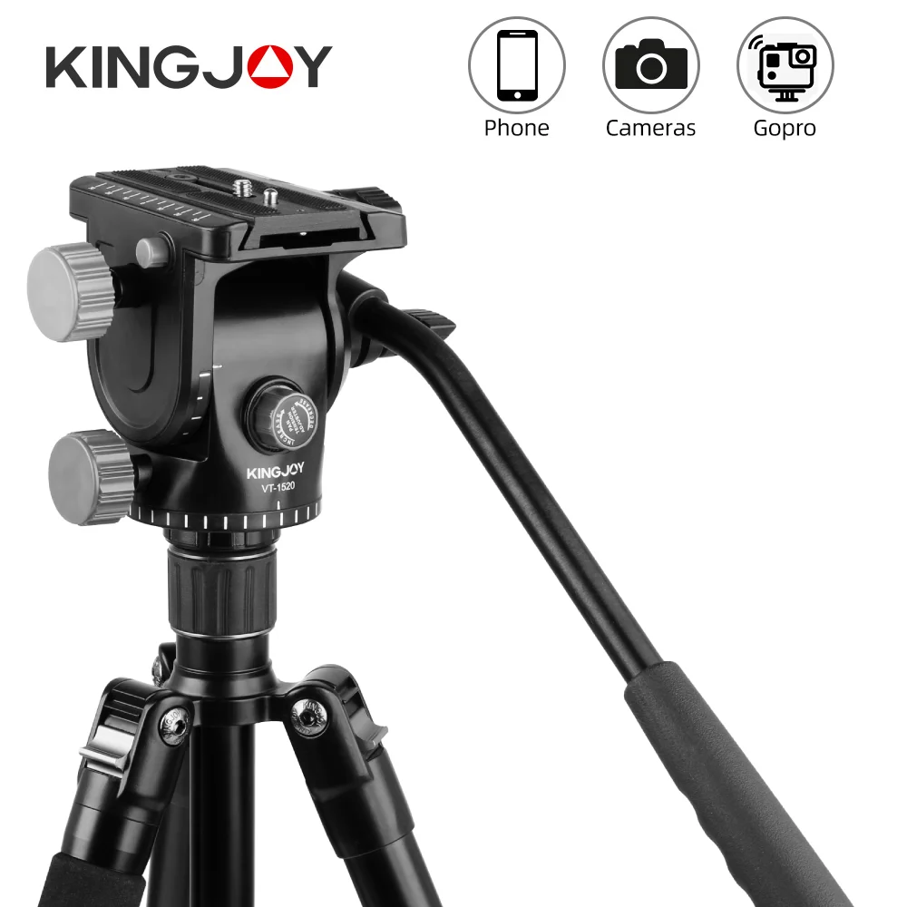 KINGJOY 360° Panoramic Tripod Head Aluminum Hydraulic Fluid Video Pan&Tilt For Tripode And Monopod Camera Holder Stand SLR DSLR