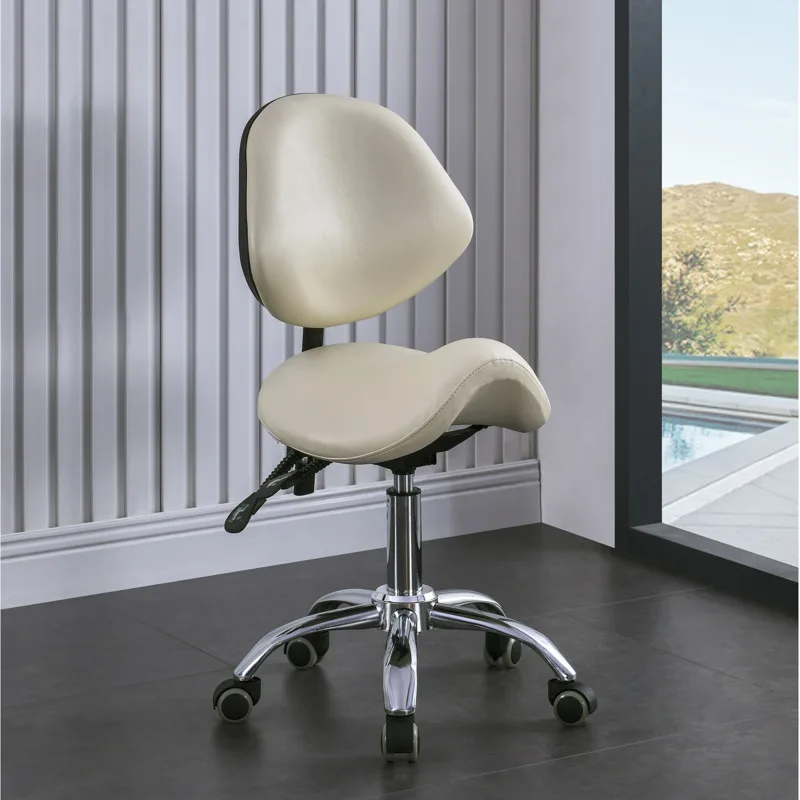 Dental Practitioner Saddle Chair Rotating Beauty Salon Chair Home Pulley Makeup Chair with Backrest Waist Barber Chair