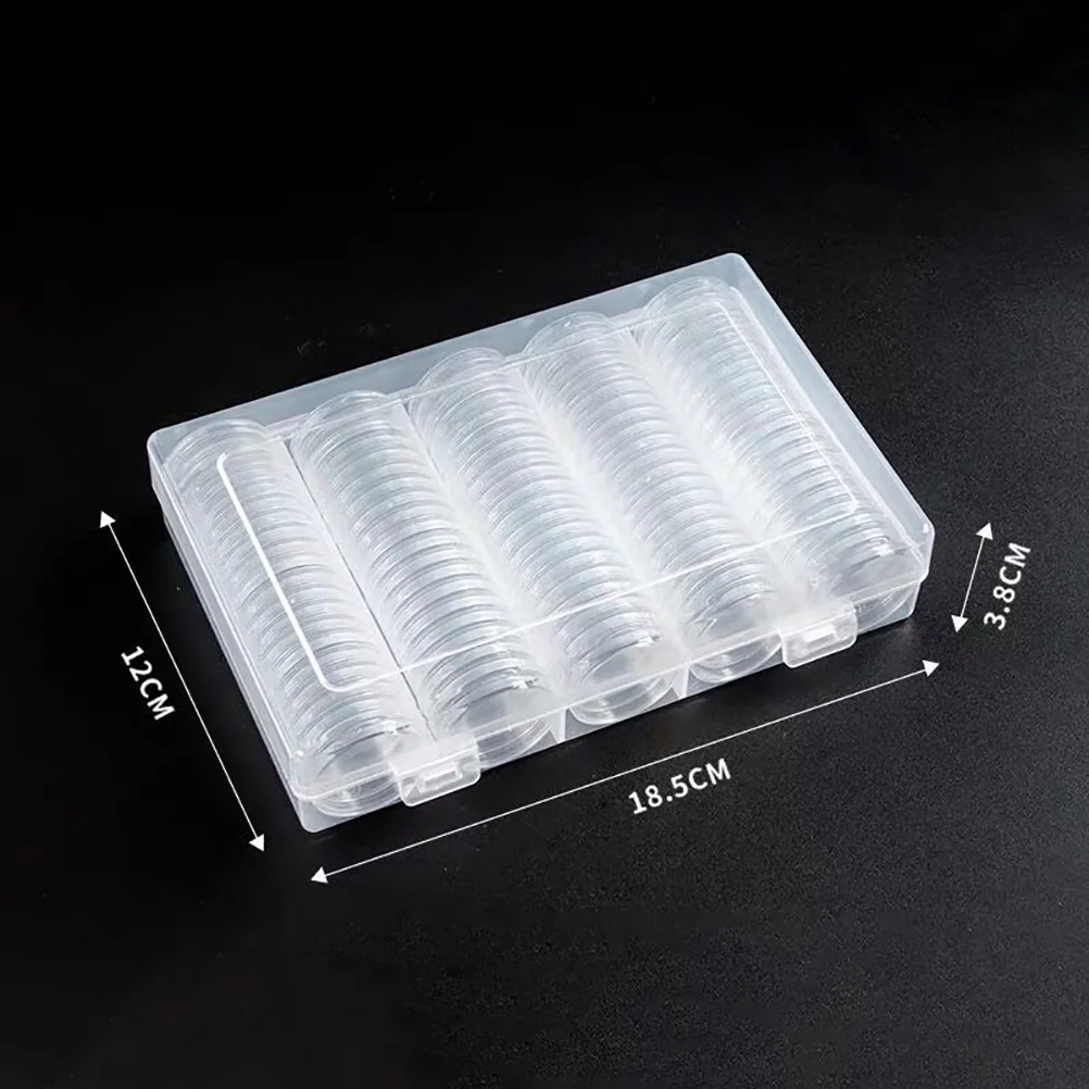 100pcs Clear Holders Storage Boxes Transparent Cases for Collectors Capsule Protector Round Boxes Business Gift for Coin