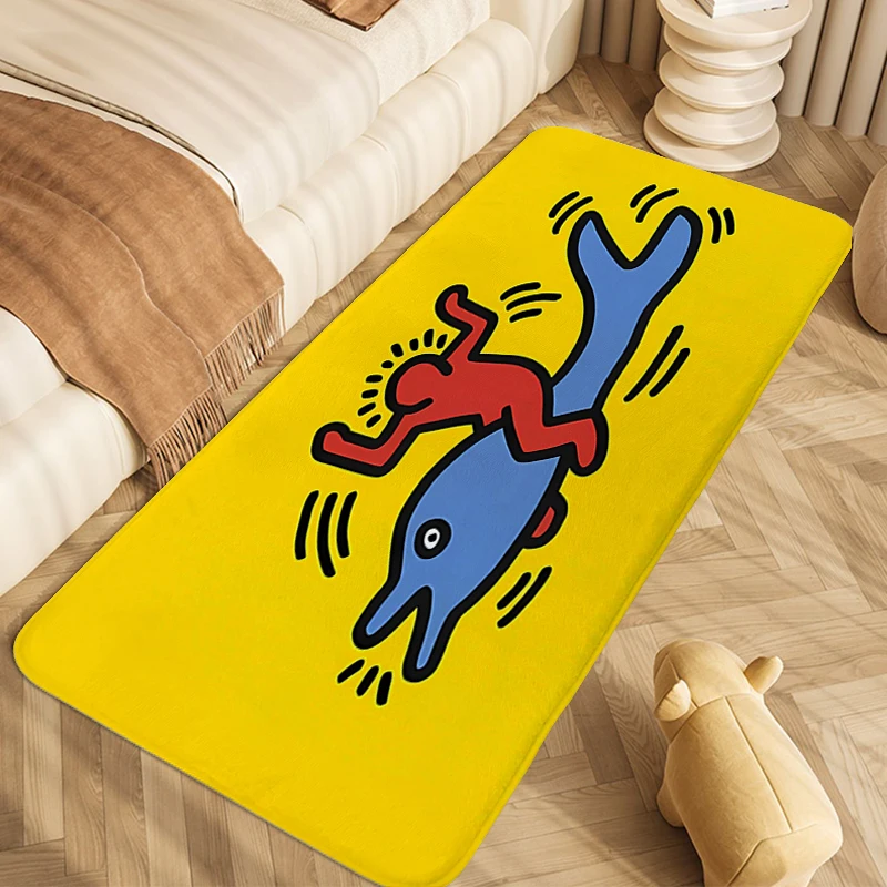 Carpet for Bedroom H-Haring Geometric G-Graffitis Entryway Foot Mat Outdoor Entrance Doormat Custom Bathroom Sleeping Room Rug