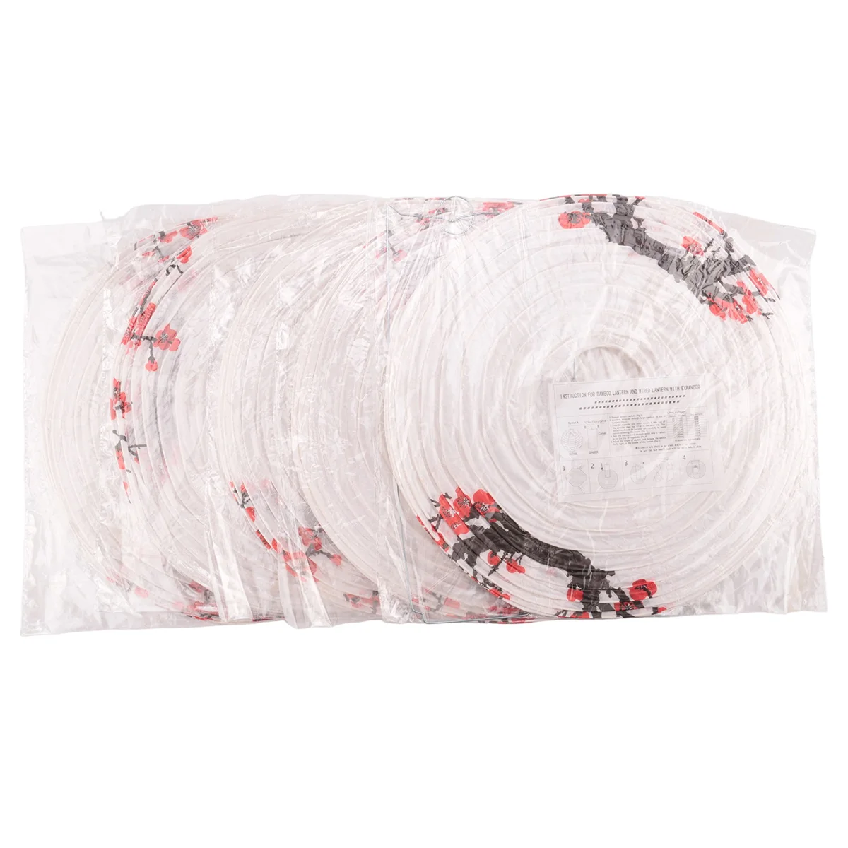 12-Inch Cherry Blossom Japanese/Chinese Paper Lanterns (Set of 5, Red Sakura)