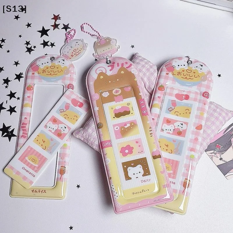 Cute 4 Grid Card Holder Korea Idol Mini Card Storage Pendant PVC Photocard Holder Transparent Card Case Bookmark Holder[Q]Q@