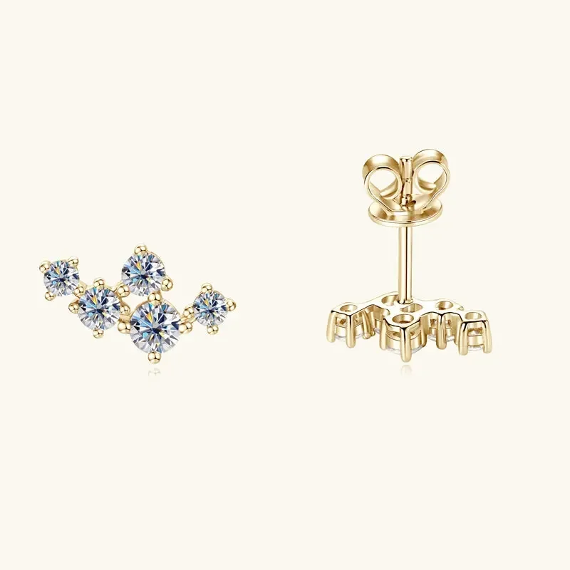 

Fashion 5 Stones D VVS1 Moissanite Stud Earrings for Women 925 Silver Sparking Noodle Piercing Ear Earrings GRA Certified