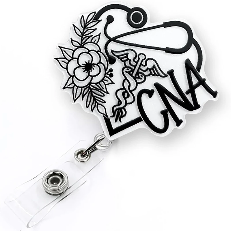 

CNA Retractable Badge Holder Porta Credencial for Certified Nursing Articles Offices Accessories Funny Employee ID Reel Holder