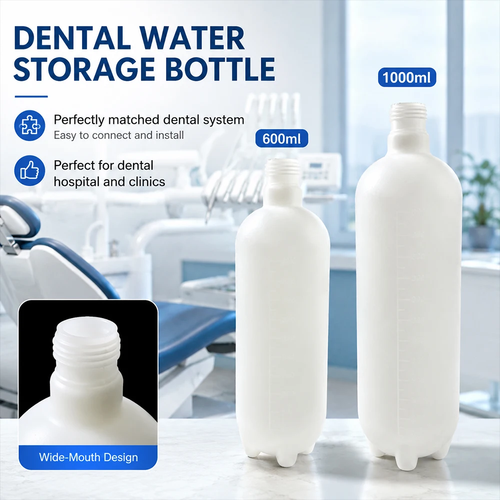 Dental Chair Water Storage Bottle 600/1000ml With/Without Lid Large Capacity Clear White Dentistry Unit Water Tank Dental Clinic